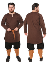 ODIN Brown Cotton Canvas Tunic - Men's Medieval Viking Cotton Canvas Tunic